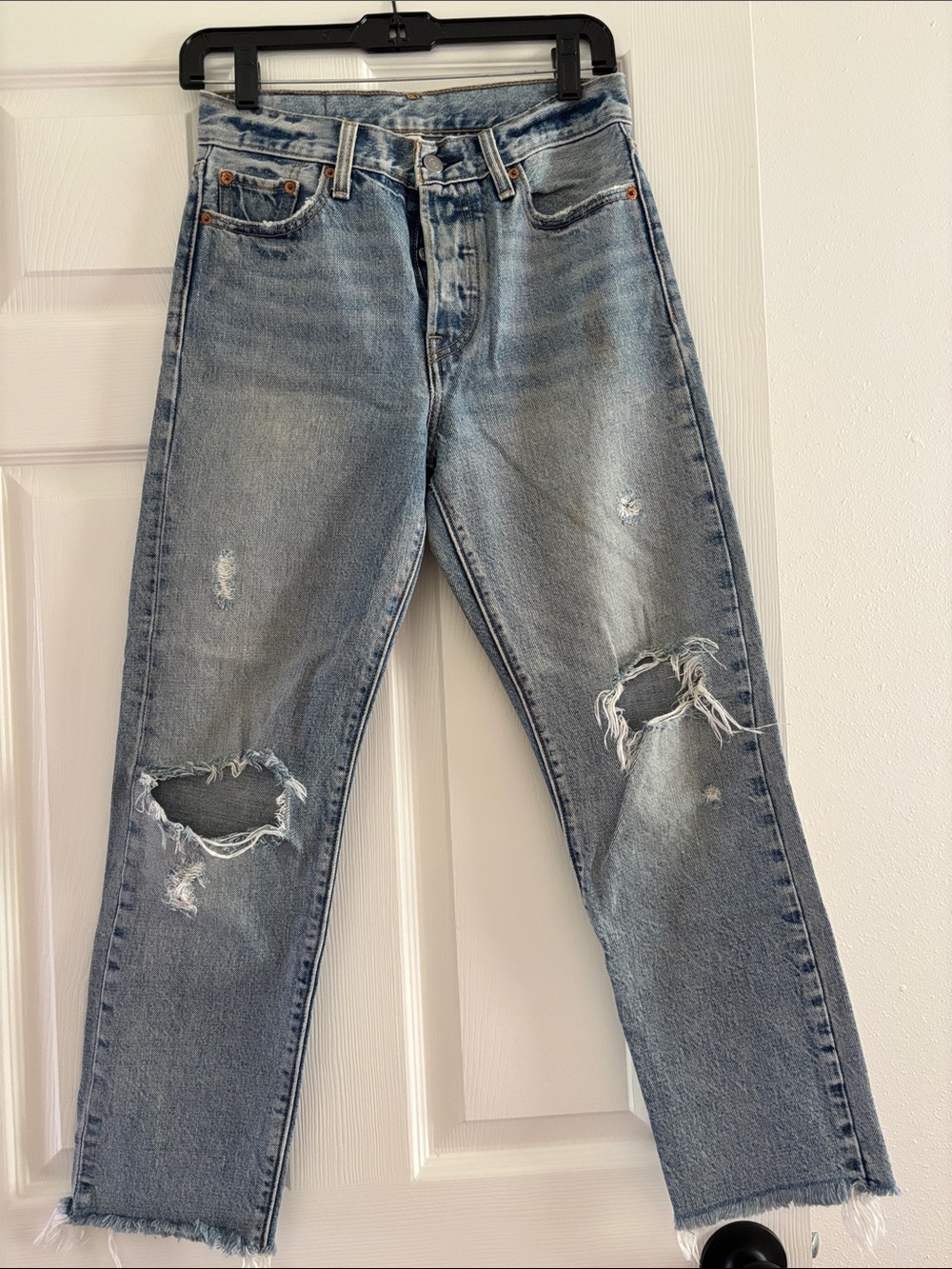 Levi's Light Blue Distressed Ankle Jeans